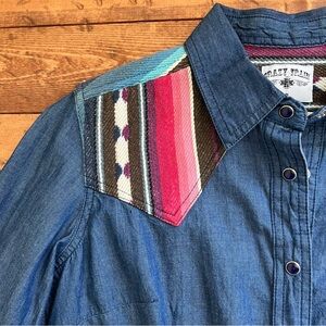 S Oversized 100% Cotton Serape Button Down